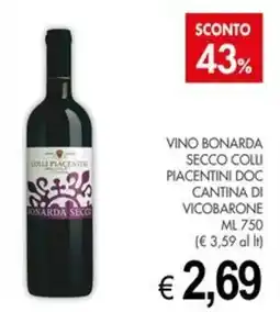 PrestoFresco Vino Bonarda Secco Colli Piacentini Doc offerta