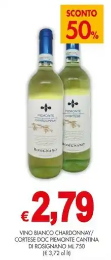 PrestoFresco Vino bianco Chardonnay/Cortese DOC Piemonte Cantina di Rosignano offerta