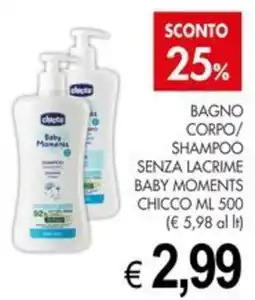PrestoFresco Bagno corpo/shampoo senza lacrime baby moments offerta