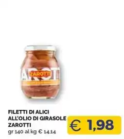 Maxisconto Filetti di alici all'olio di girasole Zarotti offerta