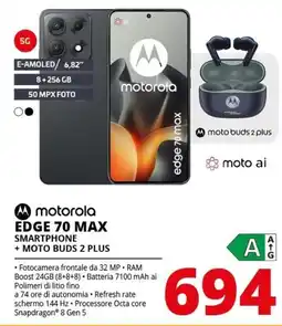 Comet motorola edge 70 max smartphone + moto buds 2 plus offerta