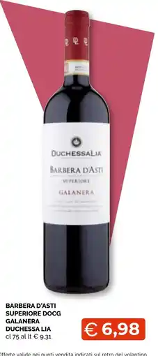Mercatò Extra Barbera d'Asti Superiore Docg Galanera Duchessa Lia offerta