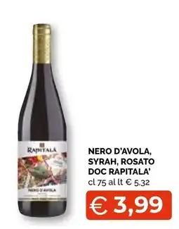 Mercatò Extra Nero d'avola, syrah, rosato doc rapitala' offerta