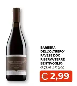 Mercatò Extra Barbera dell'Oltrepo' Pavese DOC Riserva Terre Bentivoglio offerta