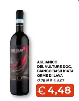 Mercatò Extra Aglianico del Vulture Doc, Bianco Basilicata Orme di Lava offerta