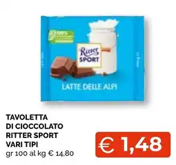 Mercatò Extra Tavoletta di cioccolato Ritter Sport vari tipi offerta