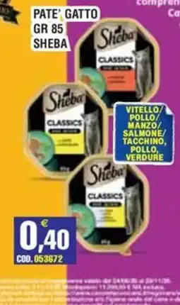 Immenso Cash Pate' Gatto Sheba Classics offerta