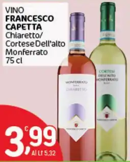 Crai Vino Francesco Capetta Chiaretto offerta