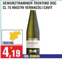Immenso Cash Gewurztraminer Trentino Doc Mastri Vernacoli Cavit offerta