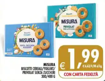 Misura biscotti cereali/yogurt/privolat senza zuccheri