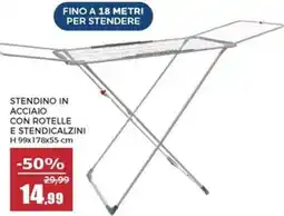 Happy Casa Stendino in acciaio con rotelle e stendicalzini offerta