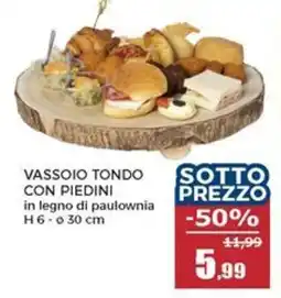 Happy Casa Vassoio tondo con piedini in legno di paulownia offerta