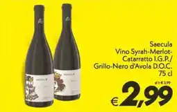 Iper Super Conveniente Saecula Vino Syrah-Merlot-Catarratto I.G.P./Grillo-Nero d'Avola D.O.C. offerta