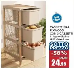 Happy Casa Cassettera Fixwood con 3 cassetti in legno di pino offerta