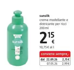 dm drogerie markt sunsilk crema modellante e districante per ricci offerta