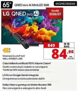 Comet LG 65" QNED evo AI MiniLED 86B offerta
