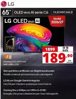 Comet LG 65" OLED evo AI serie C6 offerta