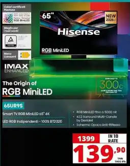 Comet Hisense Smart TV RGB MiniLED 65" 4K offerta