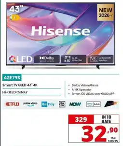 Comet Hisense Smart TV QLED 43" 4K offerta
