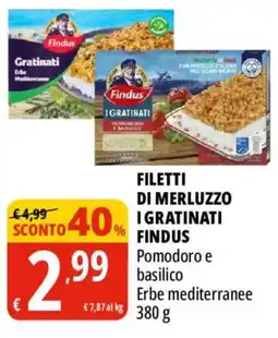 Tigros Filetti di merluzzo i gratinati findus pomodoro e basilico offerta