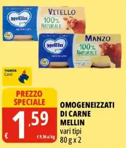 Tigros Omogeneizzati di carne Mellin offerta