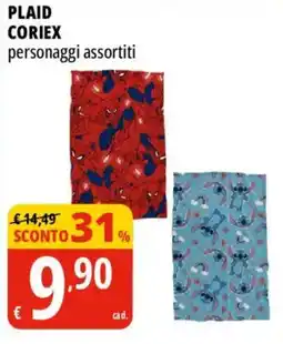 Tigros Plaid Coriex personaggi assortiti offerta