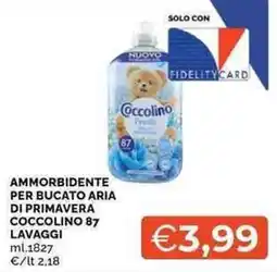 Mercatò Ammorbidente per bucato aria di primavera coccolino 87 lavaggi offerta