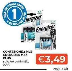 Mercatò Confezione 4 pile Energizer Max Plus offerta