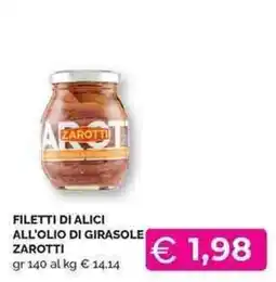 Mercatò Local Filetti di alici all'olio di girasole Zarotti offerta