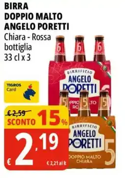 Tigros Birra doppio malto Angelo Poretti offerta
