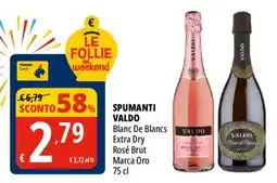 Tigros Spumanti Valdo Blanc De Blancs Extra Dry Rosé Brut Marca Oro offerta