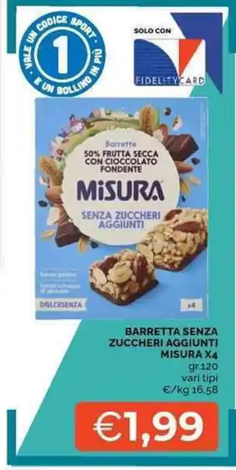 Barrette senza zuccheri aggiunti Misura