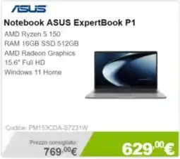 Next Notebook ASUS ExpertBook P1 offerta