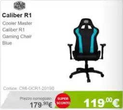 Next Cooler Master Caliber R1 Gaming Chair Blue offerta