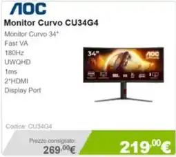Next AOC Monitor Curvo CU34G4 offerta