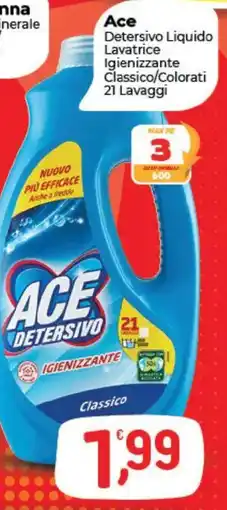 Crai Ace Detersivo Liquido Lavatrice Igienizzante Classico/Colorati offerta