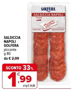 Iperal Salsiccia Napoli Golfera piccante offerta