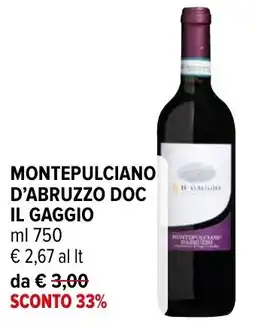 Iperal Montepulciano d'Abruzzo DOC Il Gaggio offerta