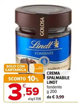 Iperal Crema spalmabile Lindt fondente offerta