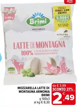 Iperal Mozzarella latte di montagna Armonia Brimi offerta