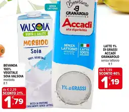 Iperal Latte 1% di grassi Accadì Granarolo senza lattosio offerta