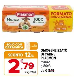 Iperal Omoogeneizzato di carne Plasmon manzo offerta