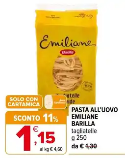 Iperal Pasta all'uovo Emiliane Barilla offerta