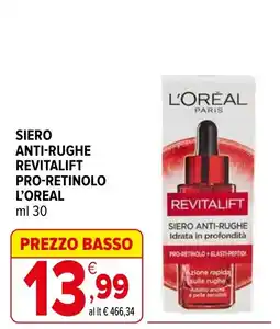 Iperal Siero anti-rughe Revitalift Pro-Retinolo L'Oréal offerta