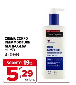 Iperal Crema corpo deep moisture Neutrogena offerta