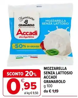 Iperal Mozzarella senza lattosio Accadì Granarolo offerta
