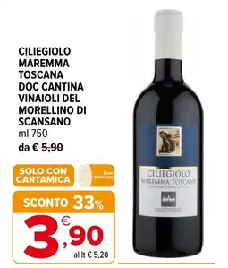 Iperal Ciliegiolo Maremma Toscana offerta