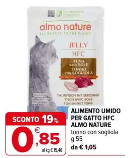 Iperal Alimento umido per gatto HFC Almo Nature tonno con sogliola offerta