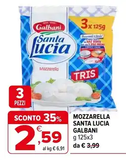 Iperal Mozzarella Santa Lucia Galbani offerta