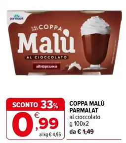 Iperal Coppa Malù Parmalat al cioccolato offerta